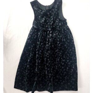 Therese Boutique Girl's Dress Black Velvet purple Flowers Made USA jumper Size 5